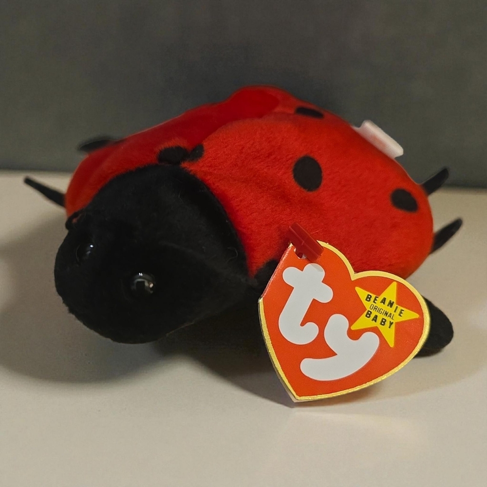 BOGO- Ty‎ Beanie Baby Red and Black Ladybug Plush " Lucky" Stle 4040
